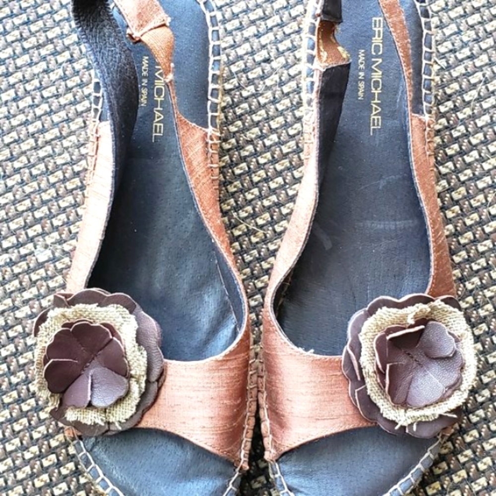 Eric Michael open-toe /sling back espadrilles sandals, light brown, size 40